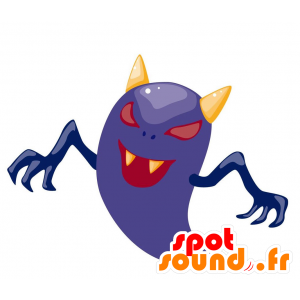 Blå og rød spøgelsesmaskot med horn - Spotsound maskot kostume