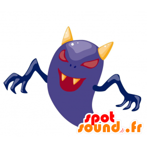 Blå och röd spöke maskot, med horn - Spotsound maskot