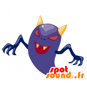Blå og rød spøgelsesmaskot med horn - Spotsound maskot kostume