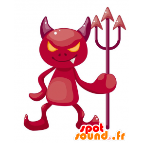 Red Devil mascotte con gli occhi arancioni con le corna - MASFR029056 - Mascotte 2D / 3D