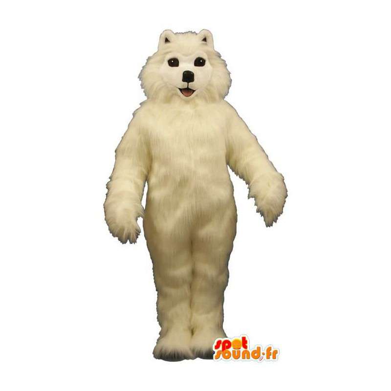 Hvid hundemaskot, alle hårede - Spotsound maskot kostume Hvid hundemaskot, alle hårede - Spotsound maskot kostume