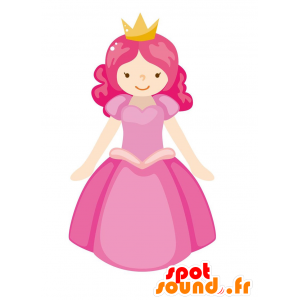 Mascotte de princesse avec une belle robe rose - MASFR029057 - Mascottes 2D/3D