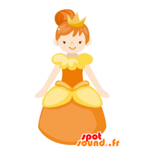 Orange Princess mascotte met een kroon - MASFR029058 - 2D / 3D Mascottes