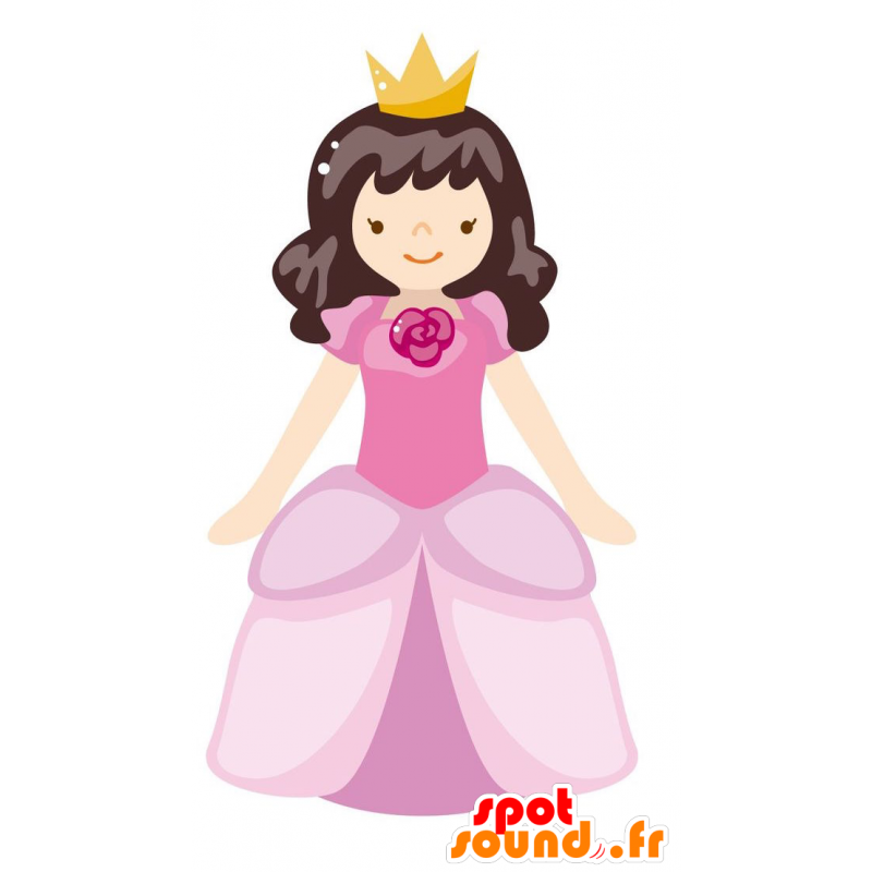 Desenho animado linda princesa em vestido rosa