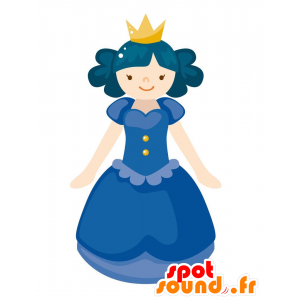 Mascotte de princesse bleue. Mascotte de reine - MASFR029060 - Mascottes 2D/3D