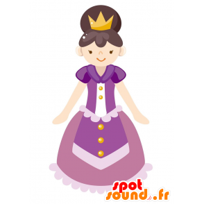 Majestätisk prinsessamaskot klädd i lila - Spotsound maskot