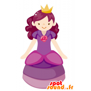 紫のお姫様マスコット。クイーンマスコット-MASFR029062-2D / 3Dマスコット