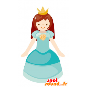 Mascota de la princesa con el pelo largo con un vestido azul - MASFR029064 - Mascotte 2D / 3D