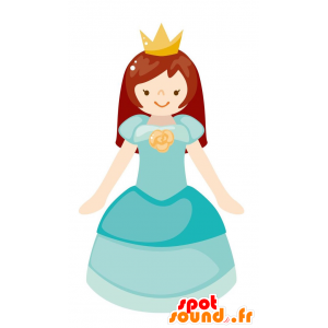 Mascotte de princesse aux cheveux longs avec une robe bleue - MASFR029064 - Mascottes 2D/3D