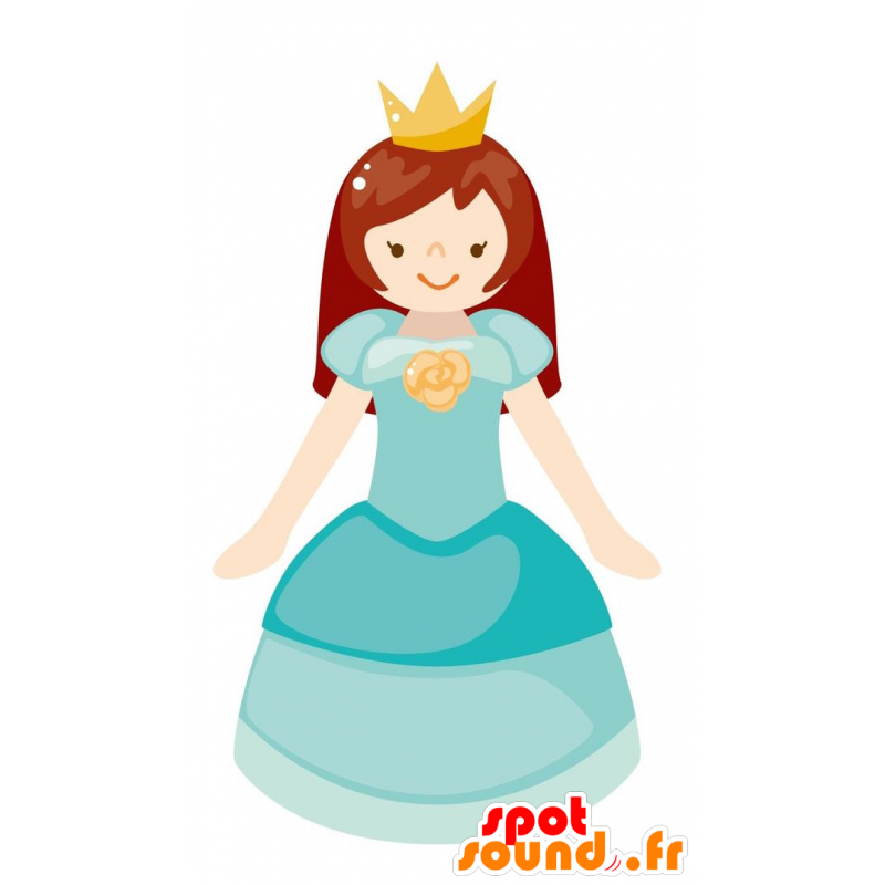 Mascotte de princesse aux cheveux longs avec une robe bleue - MASFR029064 - Mascottes 2D/3D