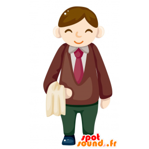 Mascotte d'homme en costume cravate à l'air sympathique - MASFR029066 - Mascottes 2D/3D
