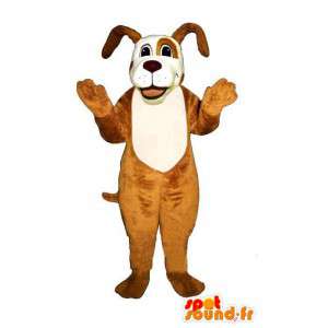 Mascotte de chien marron et blanc - MASFR007355 - Mascottes de chien