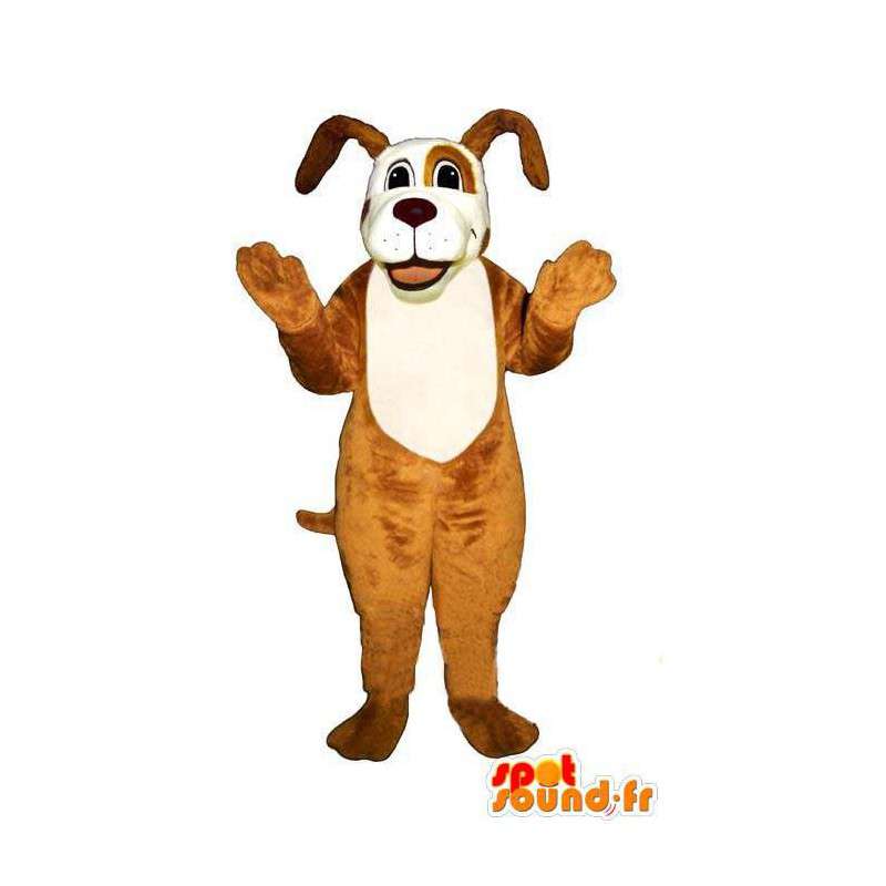 Bruine en witte hond mascotte - MASFR007355 - Dog Mascottes