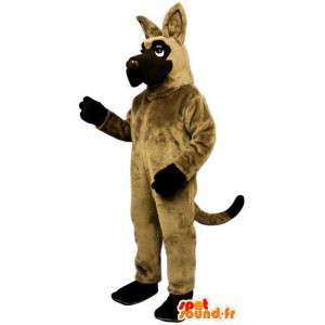 Beige hundemaskot med sorte ender - Spotsound maskot kostume