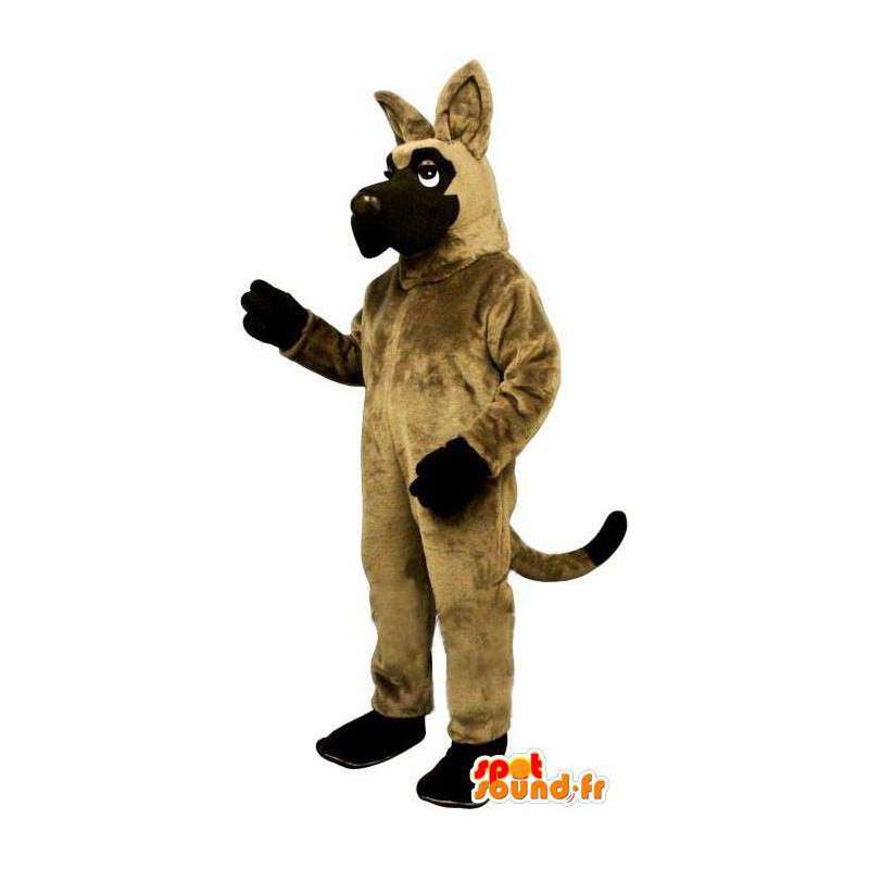 Beige hund maskot med svarte tips - MASFR007356 - Dog Maskoter