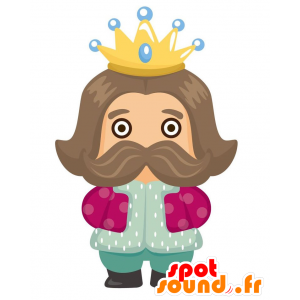 Mascotte de roi moustachu, petit et rigolo - MASFR029075 - Mascottes 2D/3D