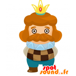 Mascotte de roi roux et moustachu avec une belle couronne - MASFR029076 - Mascottes 2D/3D