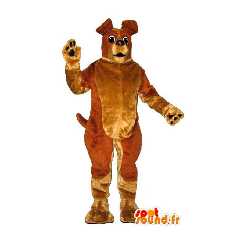 Brun og gul hundemaskot - Spotsound maskot kostume