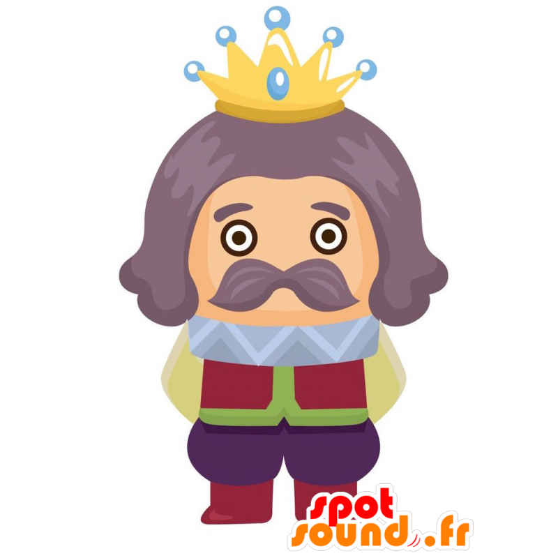 Mascotte de roi aux cheveux gris avec une tenue colorée - MASFR029079 - Mascottes 2D/3D
