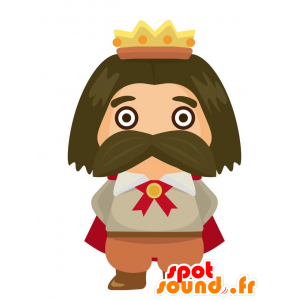 King mascot, hairy and mustache with a red cape - MASFR029080 - 2D / 3D mascots