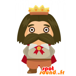 Kongen maskot, hårete og bart med en rød kappe - MASFR029080 - 2D / 3D Mascots