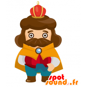 King mascot, with long hair with a yellow cape - MASFR029081 - 2D / 3D mascots