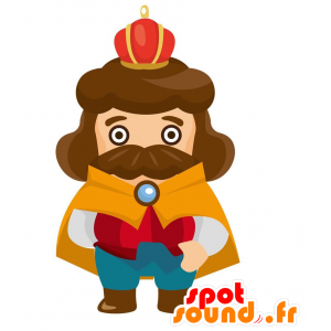 Mascotte de roi, aux cheveux longs avec une cape jaune - MASFR029081 - Mascottes 2D/3D