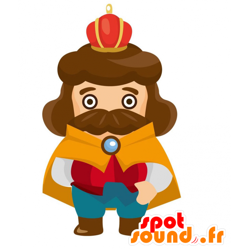 King maskot, långhårig med en gul cape - Spotsound maskot