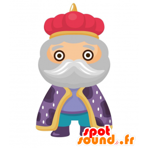 Maskot vousatý král, šedivé vlasy s korunou - MASFR029082 - 2D / 3D Maskoti