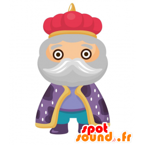 Bearded king maskot, gråt hår med krone - Spotsound maskot