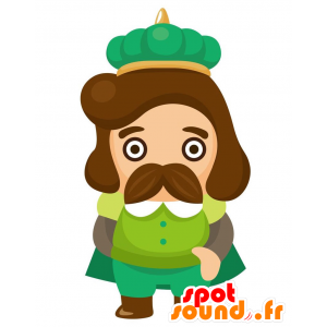 Mascotte de roi moustachu, habillé en vert - MASFR029083 - Mascottes 2D/3D