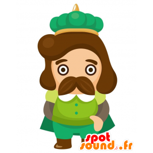 Król maskotka wąsy, ubrany w zielony - MASFR029083 - 2D / 3D Maskotki