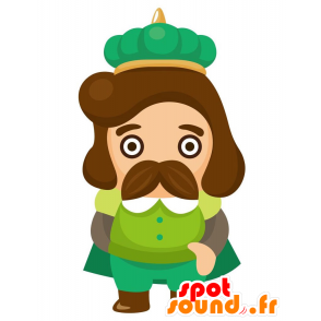 Mascotte de roi moustachu, habillé en vert - MASFR029083 - Mascottes 2D/3D