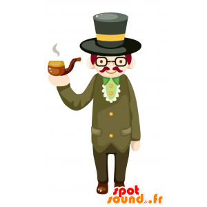 Mascot man in klederdracht, met een pijp - MASFR029085 - 2D / 3D Mascottes