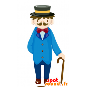 Mascotte elegante periode man. butler mascotte - MASFR029087 - 2D / 3D Mascottes