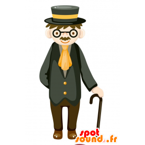 Man mascot classy time. butler mascot - MASFR029088 - 2D / 3D mascots