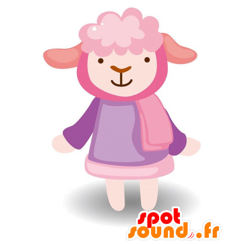 Pink fåremaskot. Farverig lammemaskot - Spotsound maskot kostume