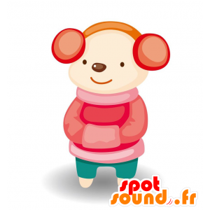 Πολική αρκούδα μασκότ, ντυμένοι με πολύχρωμα χειμώνα ενδυμασία - MASFR029095 - 2D / 3D Μασκότ