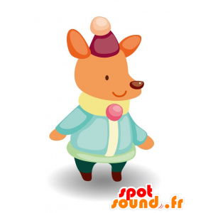 Mascota zorro naranja viste con ropa abrigada - MASFR029099 - Mascotte 2D / 3D