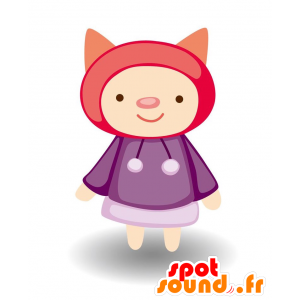 Mascotte gatto con un cappello e un cappotto - MASFR029101 - Mascotte 2D / 3D