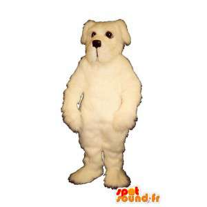 Mascotte de chien blanc, tout poilu - MASFR007362 - Mascottes de chien