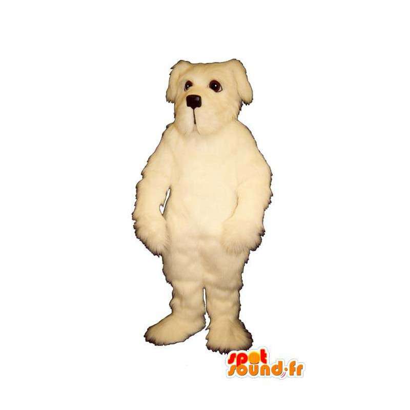 Mascote cão branco, todo peludo - MASFR007362 - Mascotes cão