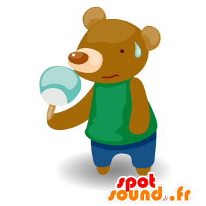 Mascotte bruine beer met ijs. Mascotte van Teddy - MASFR029103 - 2D / 3D Mascottes