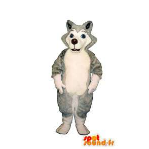 Husky psí maskot, šedá a bílá - MASFR007363 - psí Maskoti