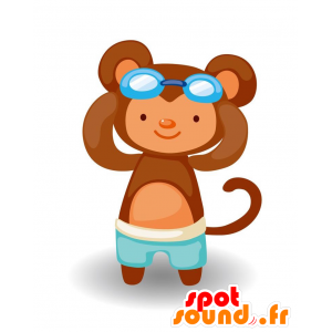 Mascotte scimmia marrone con un costume da bagno - MASFR029109 - Mascotte 2D / 3D