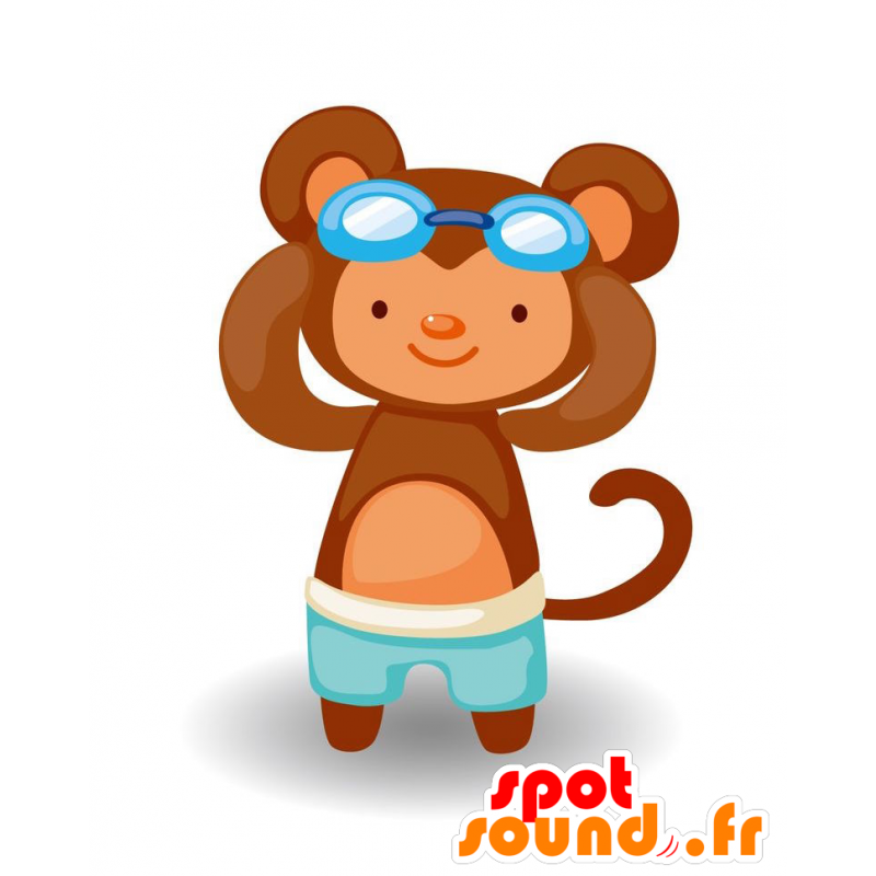 Brauner Affe-Maskottchen mit einem Badeanzug - MASFR029109 - 2D / 3D Maskottchen