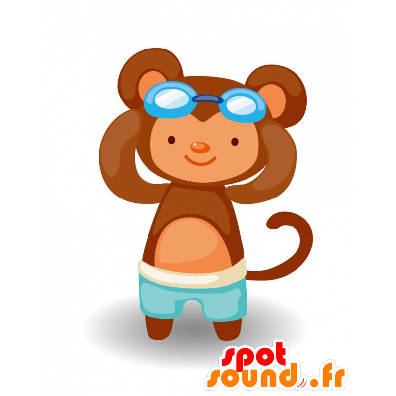 Brown monkey mascot with a swimsuit - MASFR029109 - 2D / 3D mascots