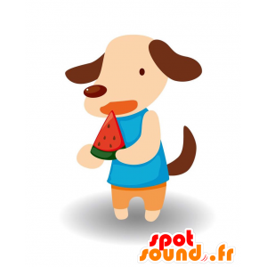 Beżowy i brązowy pies maskotka, słodkie i słodkie - MASFR029110 - 2D / 3D Maskotki