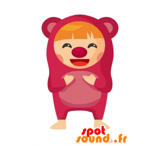 La mascota de niño vestido de oso rosado. mascota del oso rosado - MASFR029111 - Mascotte 2D / 3D