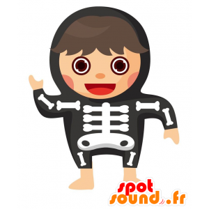 Μασκότ παιδί ντυμένο σκελετό. μασκότ Απόκριες - MASFR029113 - 2D / 3D Μασκότ